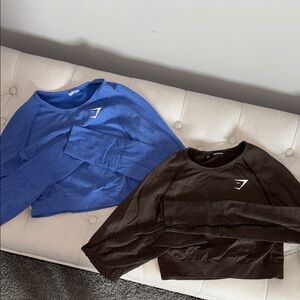 Gymshark Blue and Brown Crop Tops